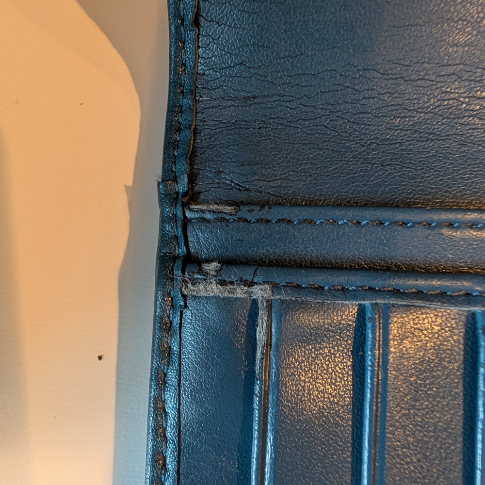 Coach Blue Leather Wallet with Gold Accents - Picture 11 of 13